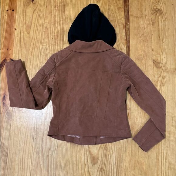 Free People We The Free Harriet Hooded Vegan Leather Moto Jacket Chocolate XS - Picture 14 of 14